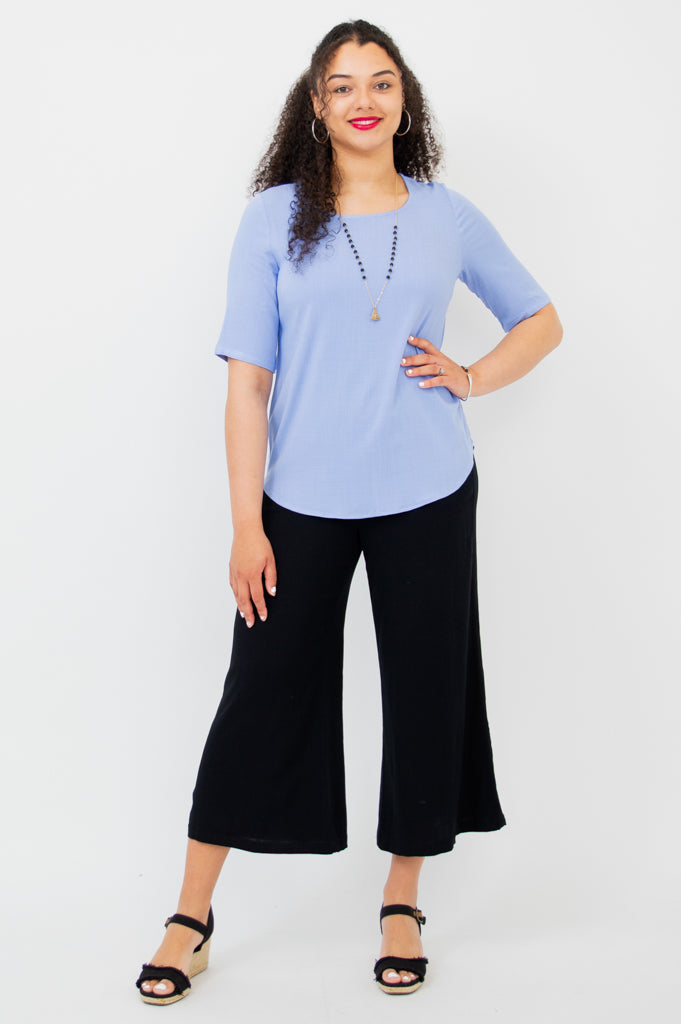 Liza Top, Periwinkle, Linen Bamboo- Final Sale