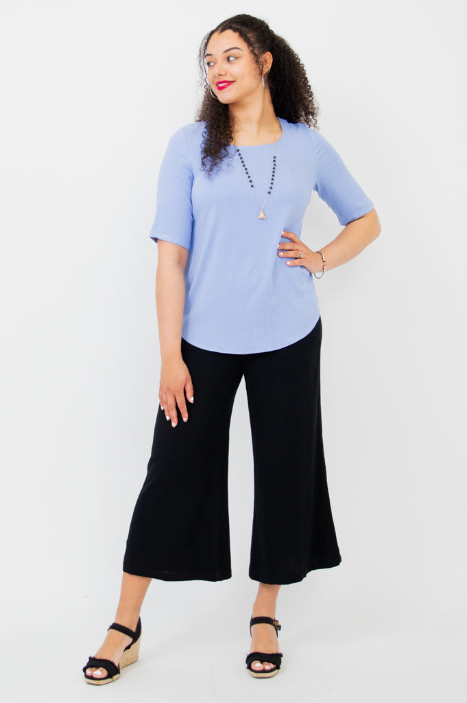 Liza Top, Periwinkle, Linen Bamboo- Final Sale