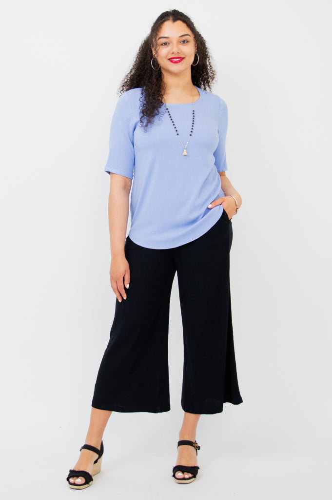 Liza Top, Periwinkle, Linen Bamboo- Final Sale