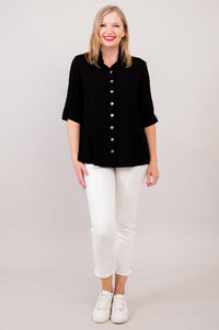 Lorine Blouse, Black, Linen Bamboo