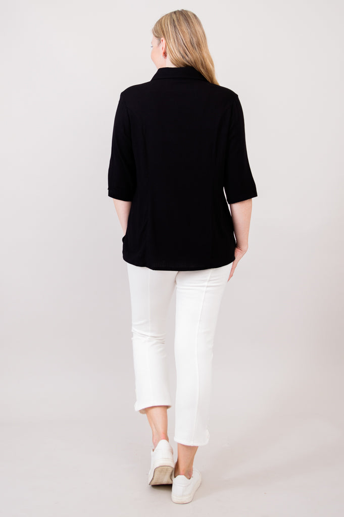 Lorine Blouse, Black, Linen Bamboo