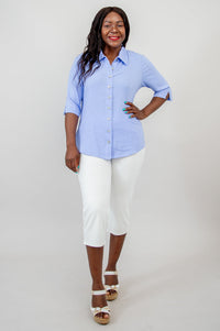 Lorine Blouse, Periwinkle, Linen Bamboo