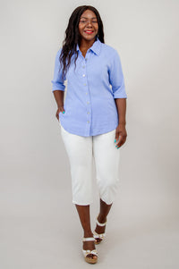 Lorine Blouse, Periwinkle, Linen Bamboo