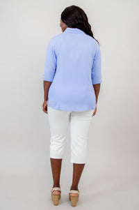 Lorine Blouse, Periwinkle, Linen Bamboo