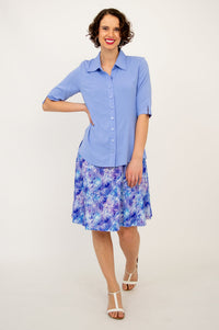 Lorine Blouse, Periwinkle, Linen Bamboo