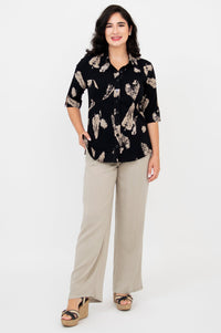 Lorine Blouse, Shadow Leaf, Linen Bamboo