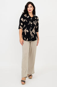Lorine Blouse, Shadow Leaf, Linen Bamboo