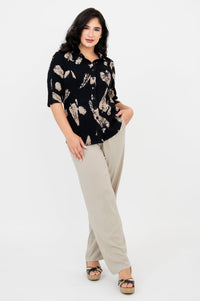Lorine Blouse, Shadow Leaf, Linen Bamboo
