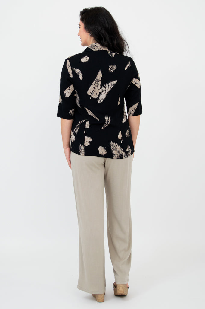 Lorine Blouse, Shadow Leaf, Linen Bamboo