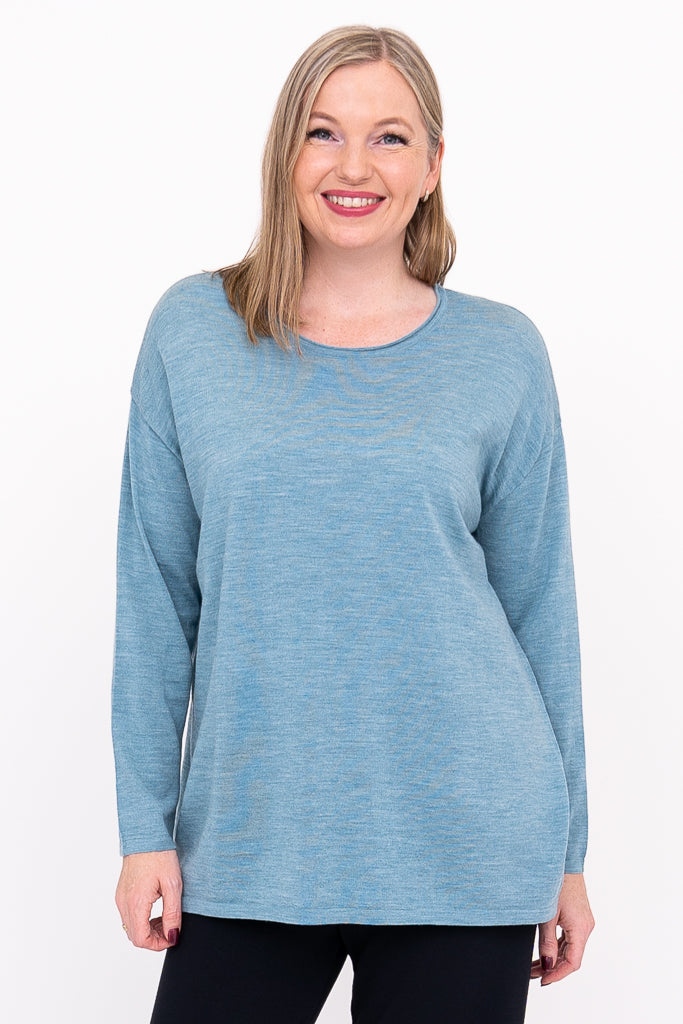 Matera Sweater, Teal Lite, Merino Wool