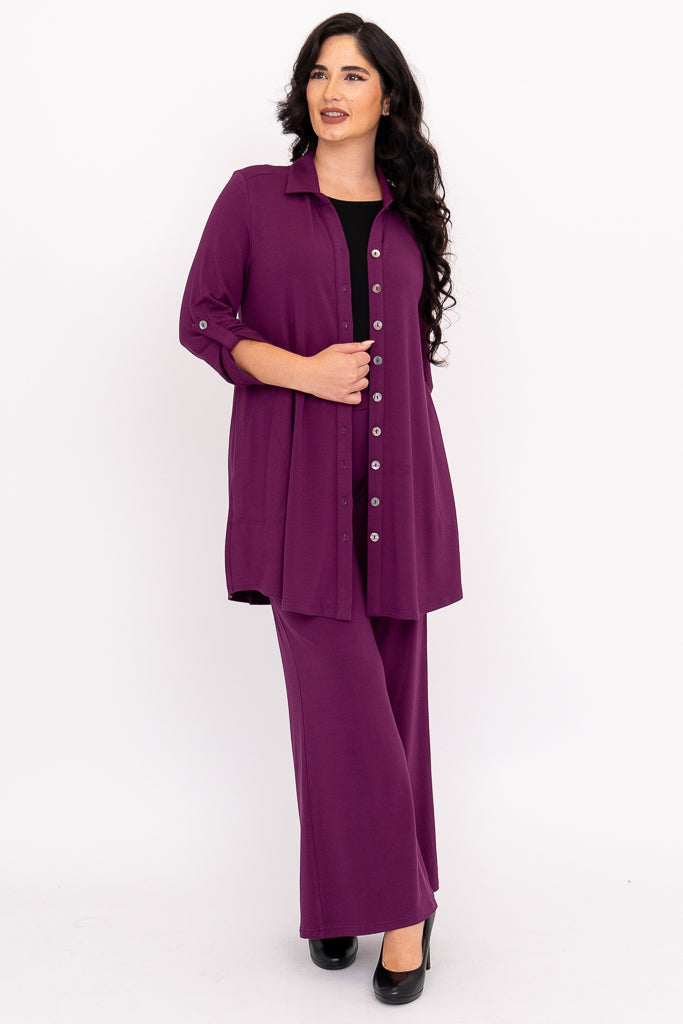 Michele Blouse, Magenta, French Terry