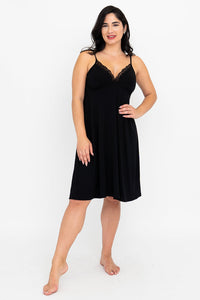 Mina Slip Dress, Black, Bamboo