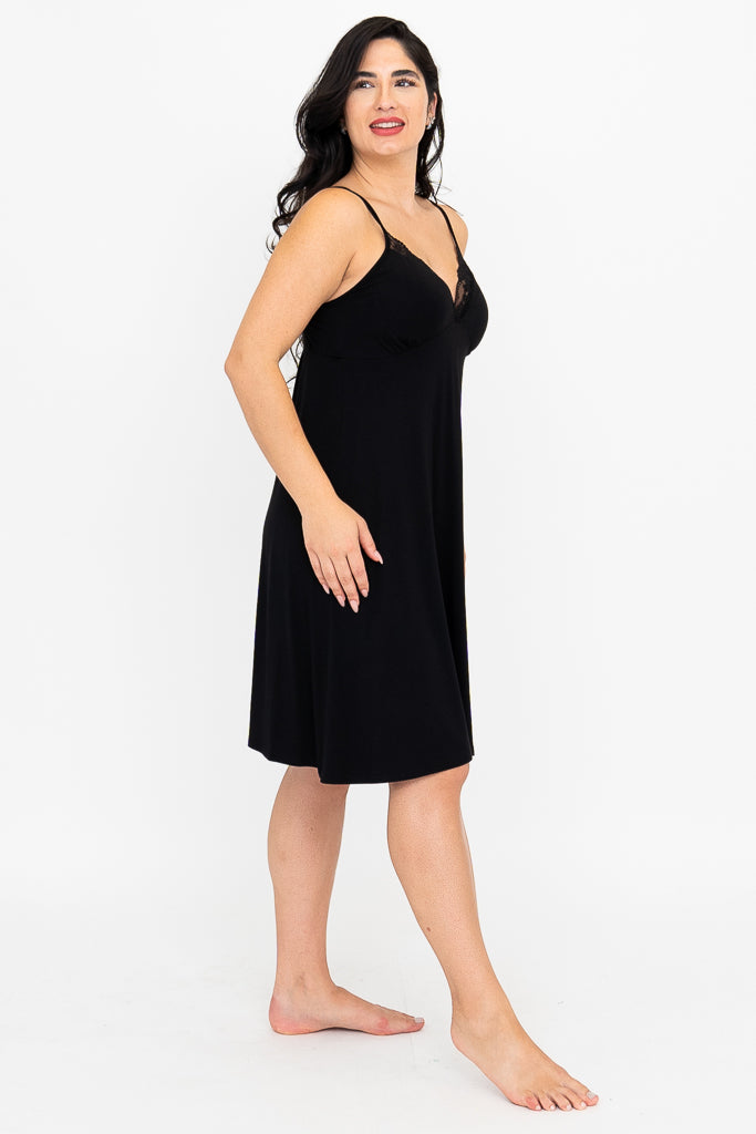 Mina Slip Dress, Black, Bamboo