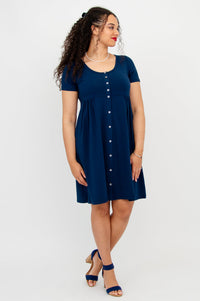 Nelly Short Sleeve Dress, Indigo, Bamboo