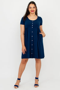 Nelly Short Sleeve Dress, Indigo, Bamboo