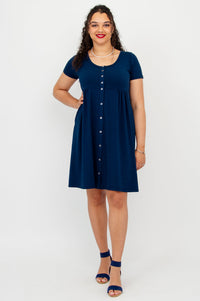 Nelly Short Sleeve Dress, Indigo, Bamboo