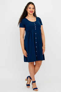 Nelly Short Sleeve Dress, Indigo, Bamboo