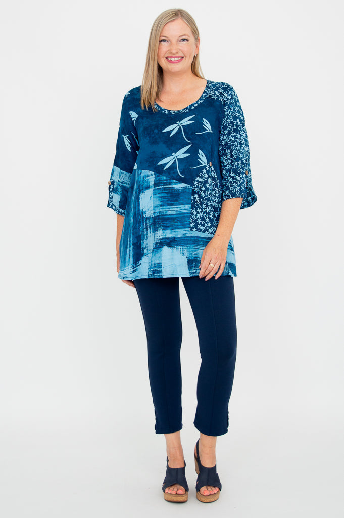 Palace Blouse, Aqua Dragonfly