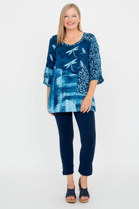 Palace Blouse, Aqua Dragonfly