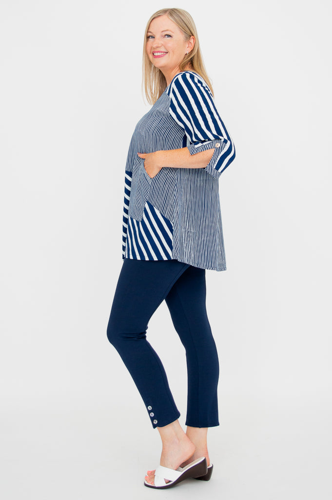 Palace Blouse, Indigo Stripe