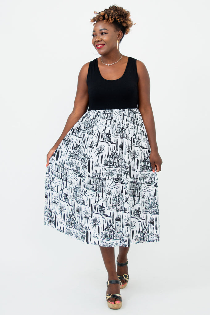 Paloma Dress, Journey, Linen Bamboo