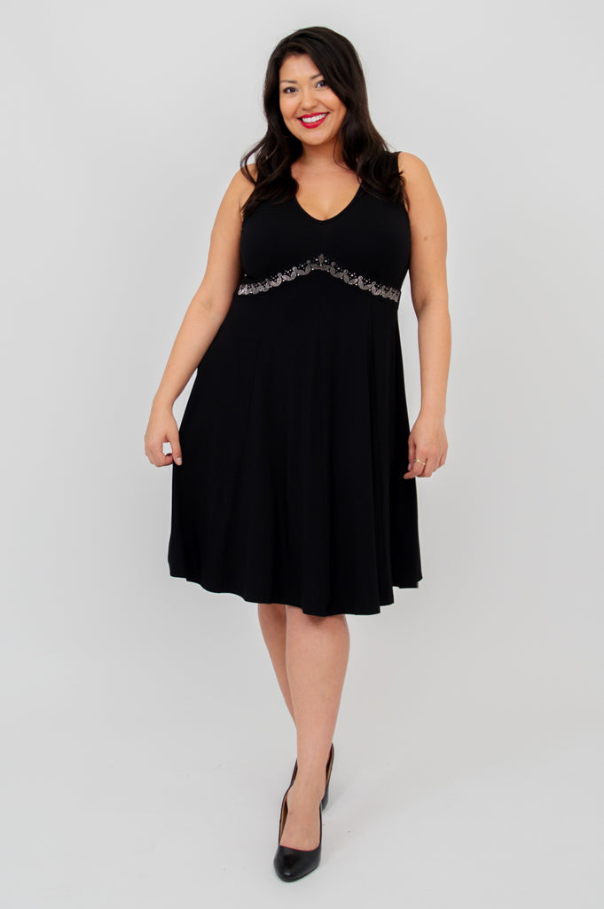 Pamela Dress, Black Diamond, Bamboo