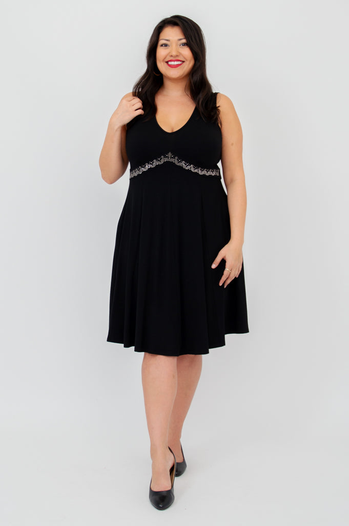 Pamela Dress, Black Diamond, Bamboo