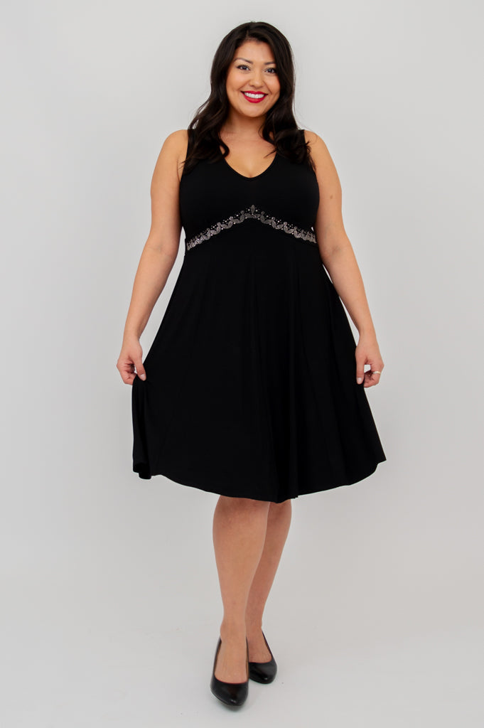 Pamela Dress, Black Diamond, Bamboo