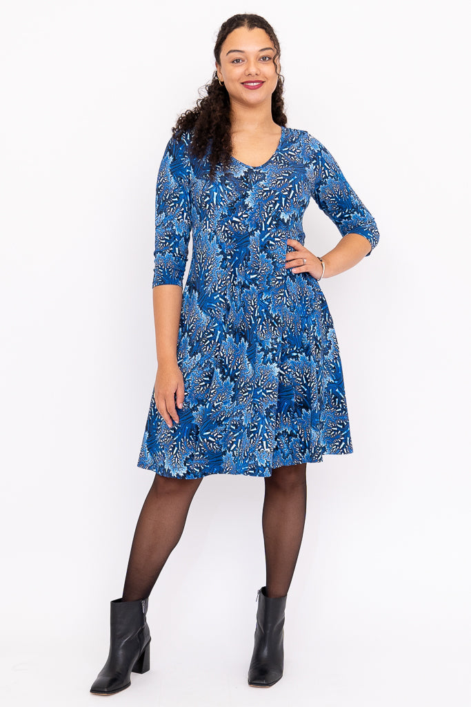 Pamela 3/4 Dress, Cobalt Fossil, Bamboo