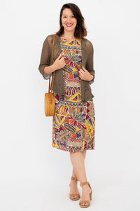 Patricia Dress, Tropikal, Linen Bamboo