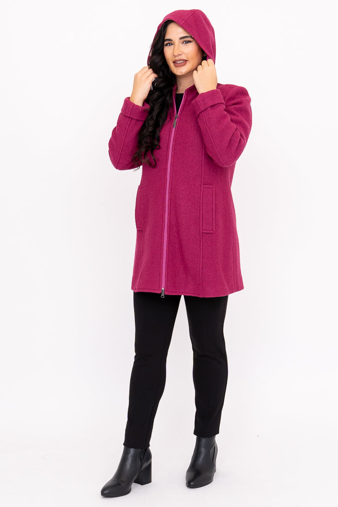 Pender Coat, Magenta, Boiled Wood