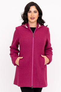 Pender Coat, Magenta, Boiled Wood