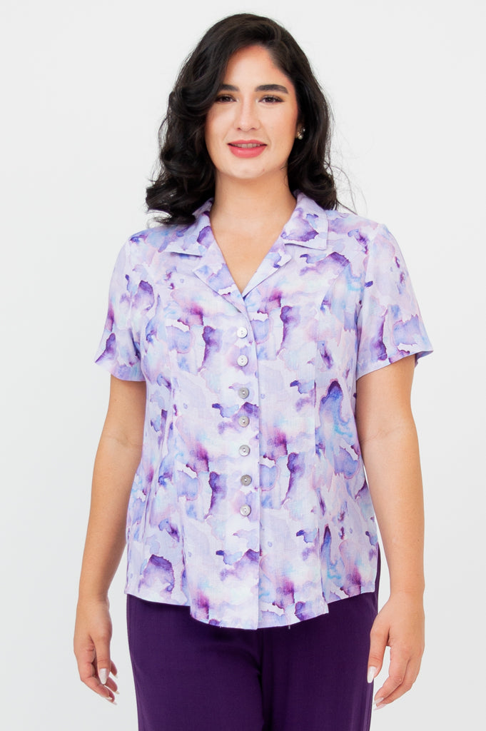 Samantha S/S Top, Grace, Linen Bamboo