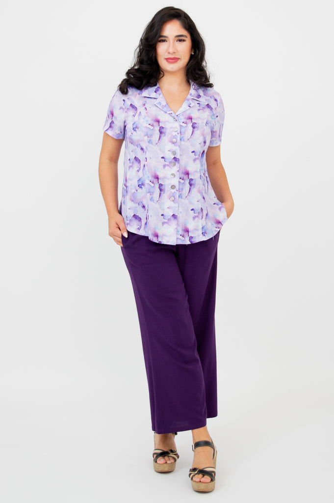 Samantha S/S Top, Grace, Linen Bamboo