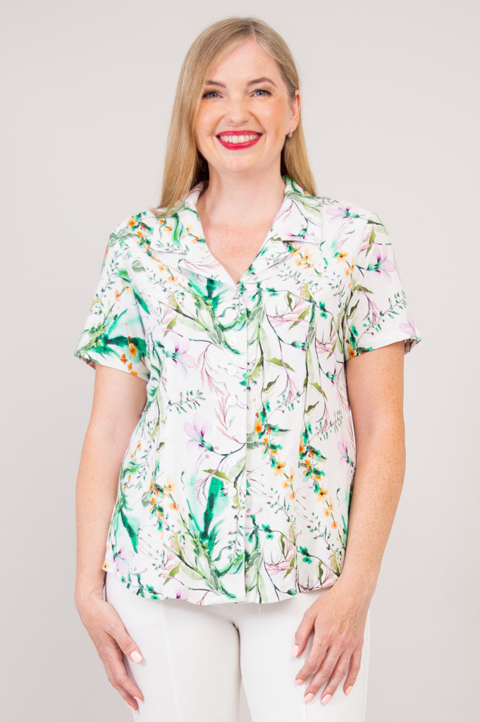 Samantha S/S Top, Romilly, Linen Bamboo