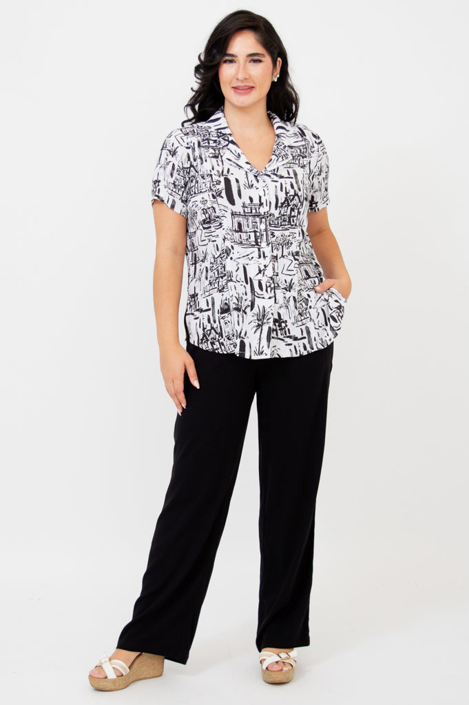 Samantha S/S Top, Journey, Linen Bamboo