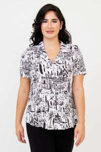 Samantha S/S Top, Journey, Linen Bamboo