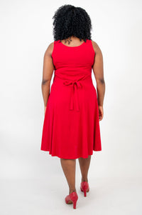 Sara Dress, Lipstick, Linen Bamboo