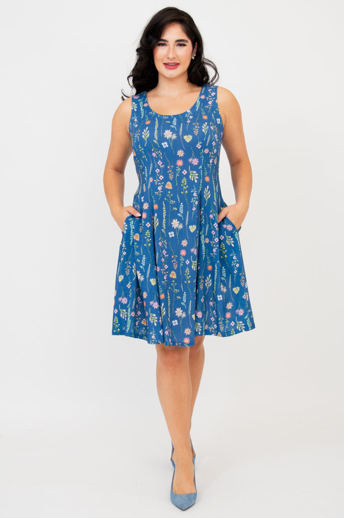 Sara Dress, Meadow, Linen Bamboo