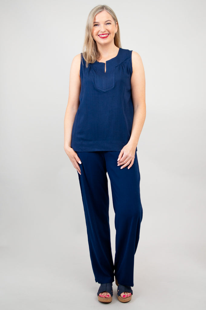 Scarlette Tank, Indigo, Linen Bamboo