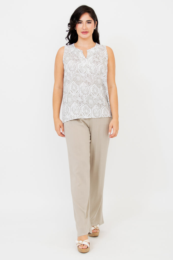 Scarlette Tank, Mosaic, Linen Bamboo