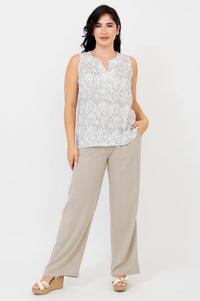 Scarlette Tank, Mosaic, Linen Bamboo