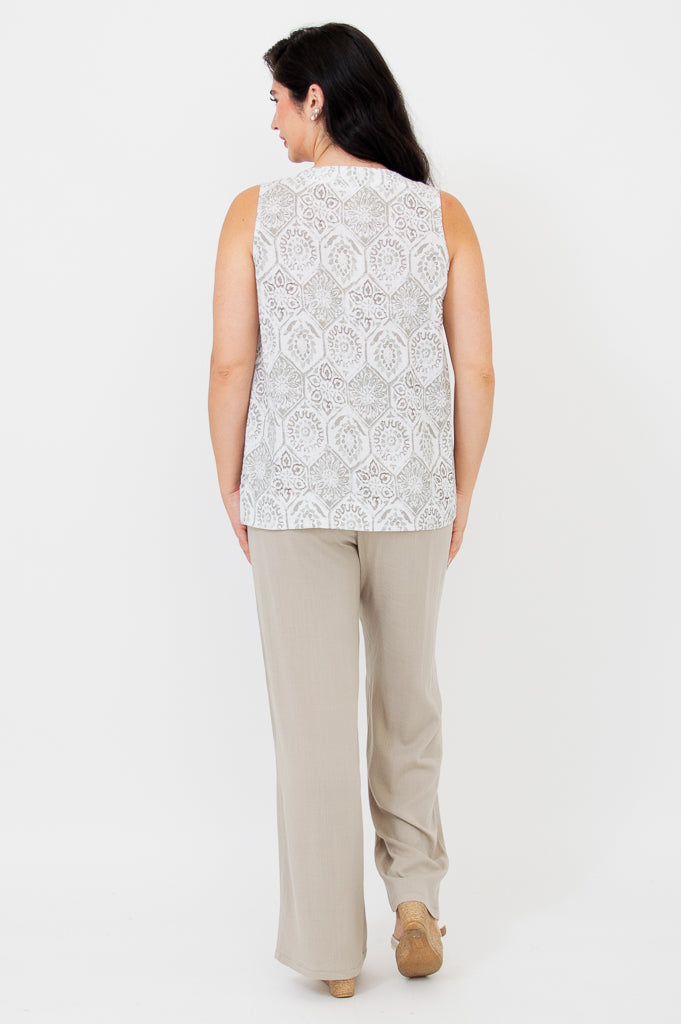 Scarlette Tank, Mosaic, Linen Bamboo