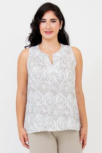 Scarlette Tank, Mosaic, Linen Bamboo