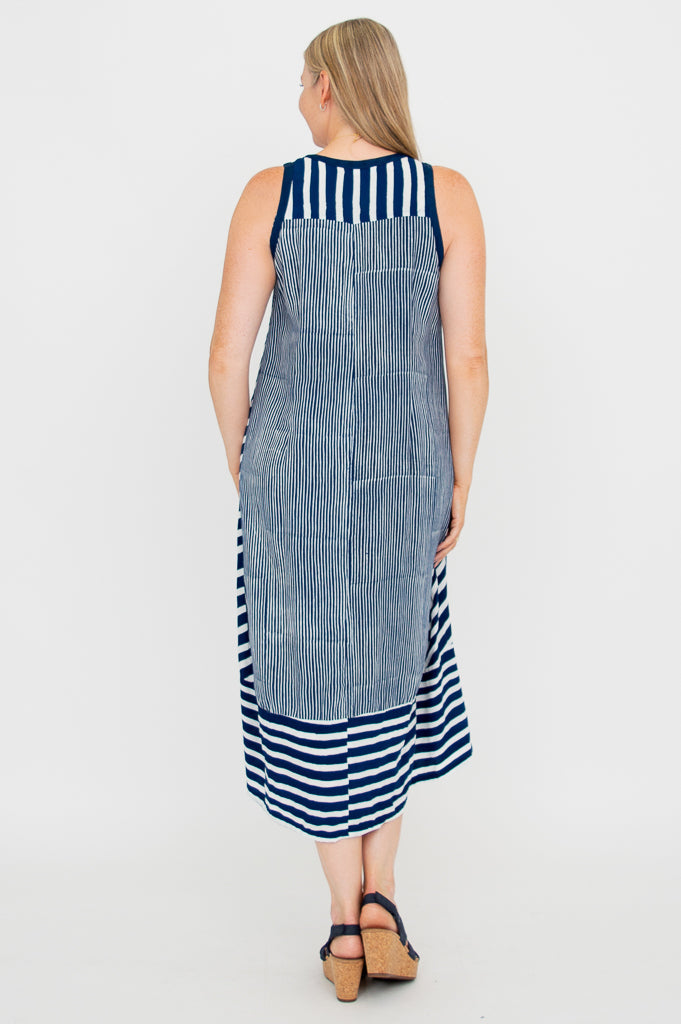 Shaina Dress, Indigo Stripe
