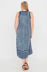 Shaina Dress, Indigo Stripe