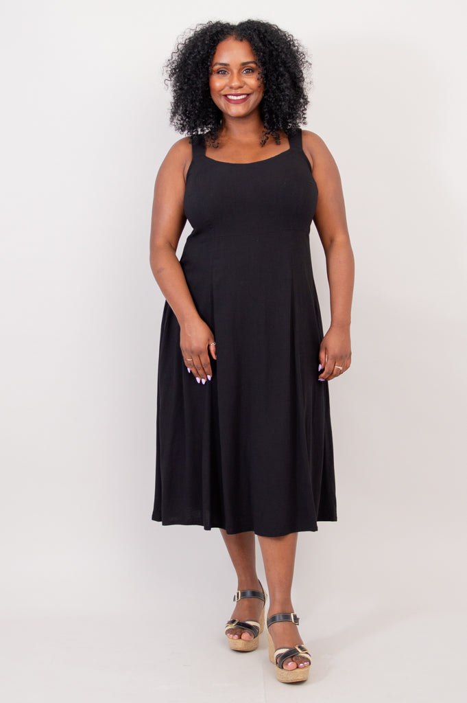 Shauna Dress, Black, Linen Bamboo