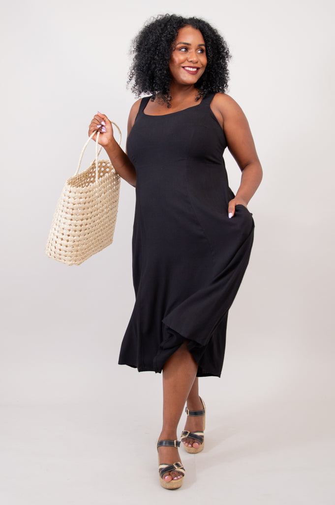 Shauna Dress, Black, Linen Bamboo