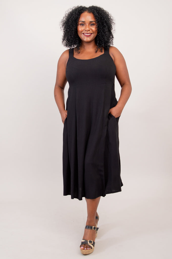 Shauna Dress, Black, Linen Bamboo