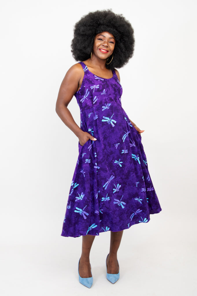 Shauna Dress, Purple Dragonfly